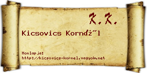 Kicsovics Kornél névjegykártya